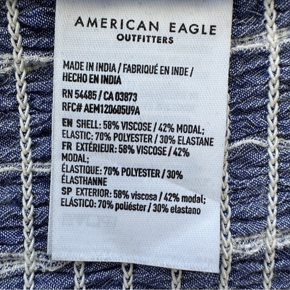 American Eagle top with deep v-neckline & tie, ruched waist, long sleeves - Picture 10 of 11